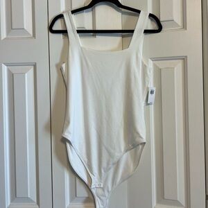 Old Navy White Square Neck Sleeveless Bodysuit